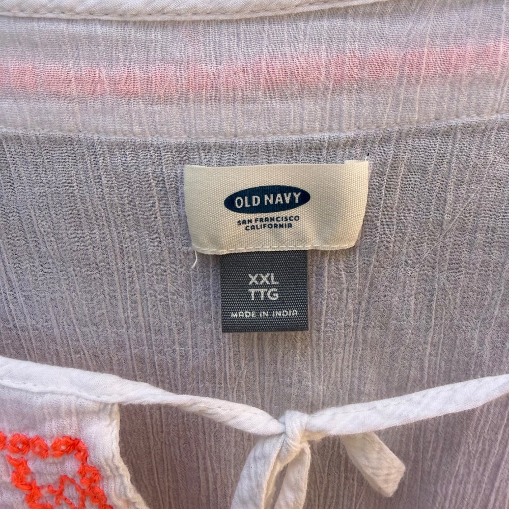 Old Navy White Swim Coverup with Coral Embroidery - Picture 7 of 13